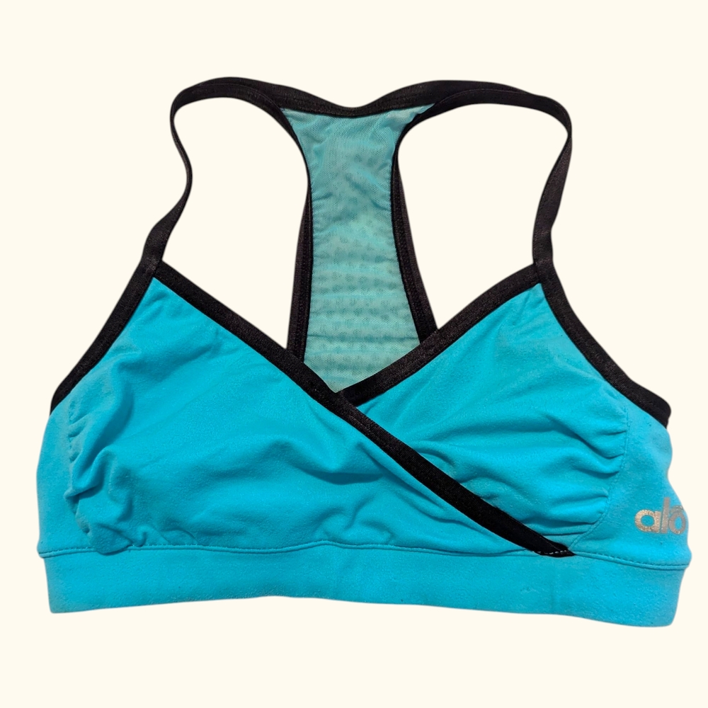 ALO Yoga Teal and Black Sports Bra